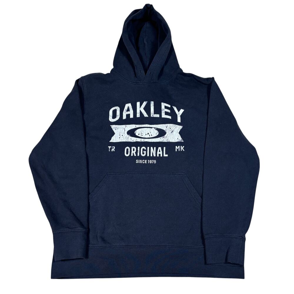 y2k 2000s Oakley hoodie pullover Large streetwear indie black and white skater